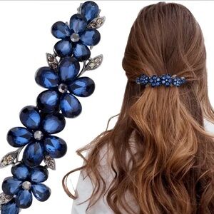 Elegant Midnight Blue Floral Hair Clip
